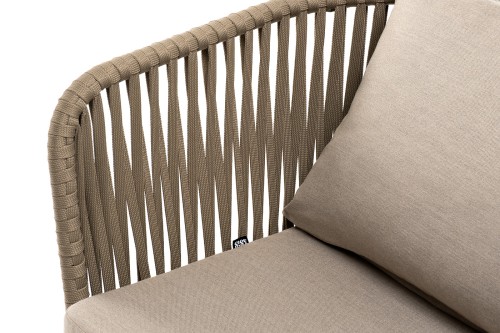 "Мальорка" кресло плетеное из роупа, основание дуб, роуп серо-коричневый 23мм, ткань бежевая 15052