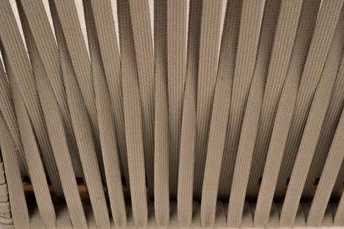 "Мальорка" кресло плетеное из роупа, основание дуб, роуп серо-коричневый 23мм, ткань бежевая 15052