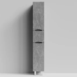 Пенал Лайт 30 напольный, Мрамор Серый софт тач ПВХ 4044-1, правый, бельевая корзина