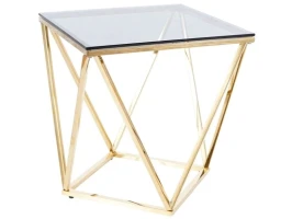 CS-14-1G Стол журнальный стеклянный 50*50*55, основание металл золото