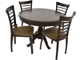 Обеденная группа (Стол Фабрицио-1 D100 и 4 стула Бурбон), орех темный