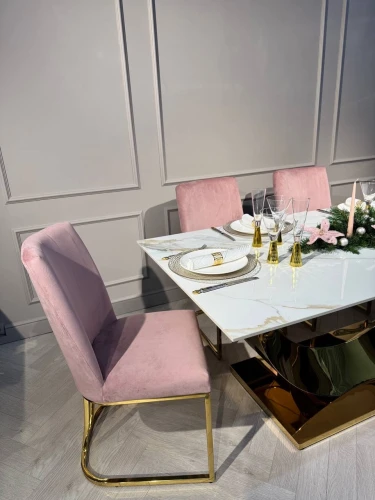 Стул обеденный Пресли DX-2055, 45х44х92, пыльная роза/золотой