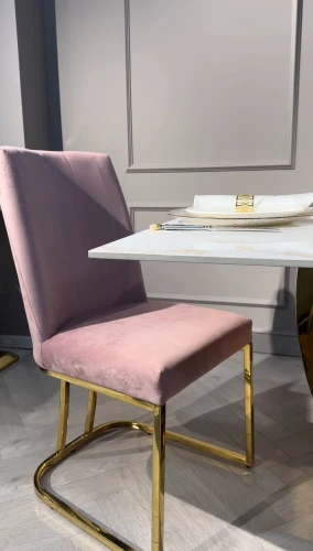 Стул обеденный Пресли DX-2055, 45х44х92, пыльная роза/золотой