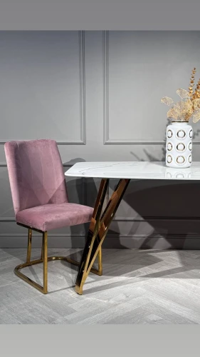 Стул обеденный Пресли DX-2055, 45х44х92, пыльная роза/золотой