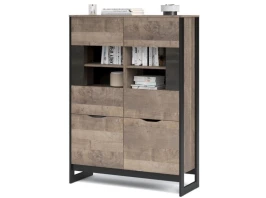 Витрина низкая «Стокгольм» 2д2в, Дуб гранж песочный/Железный камень