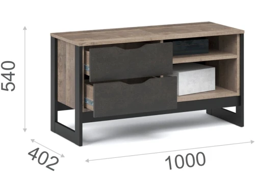 Тумба «Стокгольм» 1д2ящ, Дуб гранж песочный/Железный камень