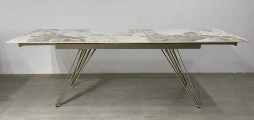 Стол ACERRA NEW 160 GLOSS LUXURY PANDORA SOLID CERAMIC/ каркас цвета шампань, ®DISAUR