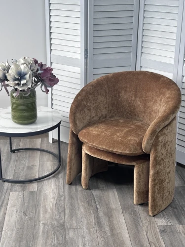 Кресло+оттоманка HUG AT5139-13 Коричневый, ткань/каркас металл в обивке AT5139-13 ®DISAUR