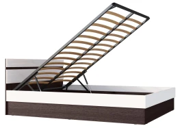 Кровать Ким с подъемным механизмом 1,6м, Белый глянец холодный, Венге