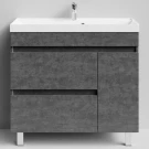 Тумба Бест 90 правая дверь, напольный, Серый камень ПВХ 57806 Vodok с раковиной в комплекте