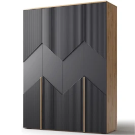 Шкаф «Оливия 1» 4Д КМК 0971.20, дуб наварра/шагрень черная