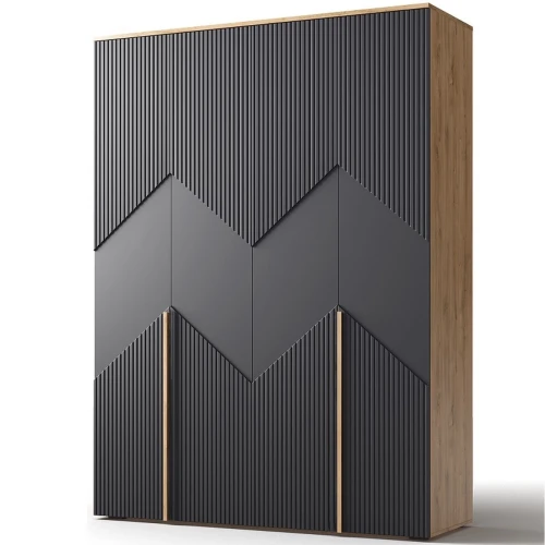 Шкаф «Оливия 1» 4Д КМК 0971.20, дуб наварра/шагрень черная