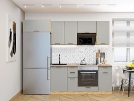 Кухонный гарнитур Флэт-01 Light Grey In 2S Дуб Вотан
