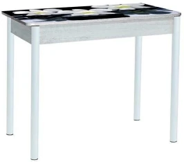 Нью йорк фотопечать стол обеденный раздвижной / орхидея на черных камнях/бетон белый/белый