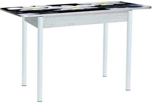 Нью йорк фотопечать стол обеденный раздвижной / орхидея на черных камнях/бетон белый/белый