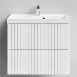 Тумба Тач 70 подвесной, белый глянец Vodok с раковиной в комплекте