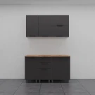 МК Аленушка 1,4м с ящ. Лаванда Сталь,скоба черный,сонома