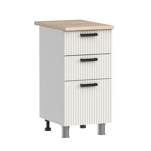 Готовая кухня МК Аленушка 1м с 3 ящ Лаванда Молочный,скоба черный,сонома