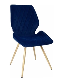 DC231 Стул мягкий поворотный 180, СИНИЙ#M420-46 велюр, каркас металл, шампань КРУГЛЫЙ