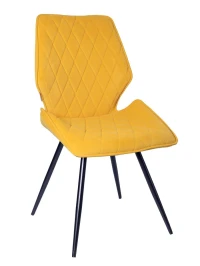 DC233 Стул мягкий поворотный 360, ЯНТАРНЫЙ#M420-32 велюр, каркас металл, черный КРУГЛЫЙ