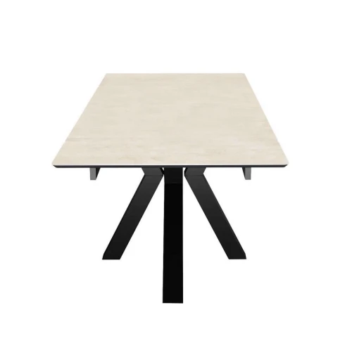 Стол DikLine SFE140 Керамика Krater Perla (бежевый матовый)/подстолье черное/опоры черные (2 уп.)