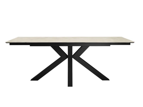 Стол DikLine SFE140 Керамика Krater Perla (бежевый матовый)/подстолье черное/опоры черные (2 уп.)