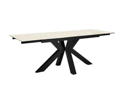 Стол DikLine SFE140 Керамика Krater Perla (бежевый матовый)/подстолье черное/опоры черные (2 уп.)