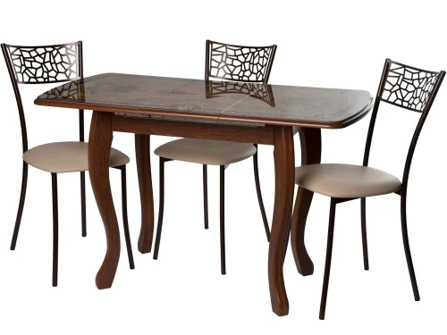 Стол М58 «Альба» мини стекло ДП1-02-06, Инкрустация, мореная береза