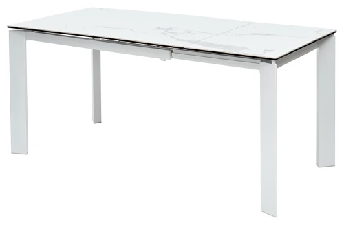 Стол CORNER 120 MATTE STATUARIO Белый мрамор матовый керамика, стекло/ белый каркас, ®DISAUR