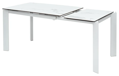 Стол CORNER 120 MATTE STATUARIO Белый мрамор матовый керамика, стекло/ белый каркас, ®DISAUR