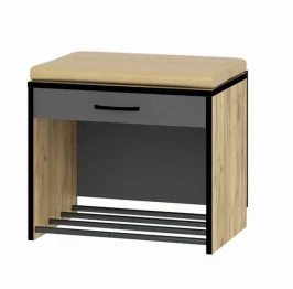 Прихожая Ольга-лофт 5.1 Тумба мини, Экокожа, Дуб крафт золотой/Темно-серый