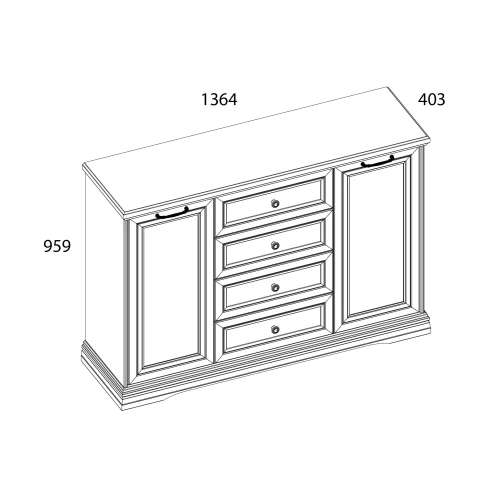 VALENCIA, Тумба 2D4S. Цвет СЕРЫЙ