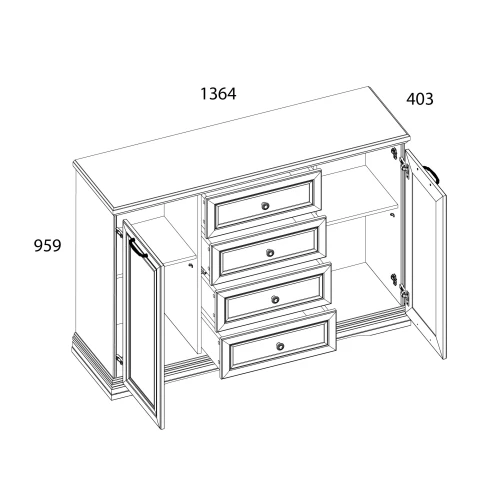 VALENCIA, Тумба 2D4S. Цвет СЕРЫЙ