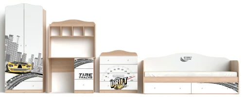 Стол письменный "Машина", Шимо светлый/Белый