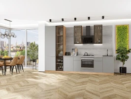 Кухонный гарнитур Фьюжн-08 Silky Light Grey Дуб Вотан