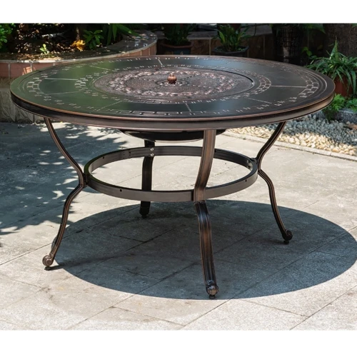 Обеденный комплект из литого алюминия стол Барбекю-4(122см) + 6 кресел Вулкан