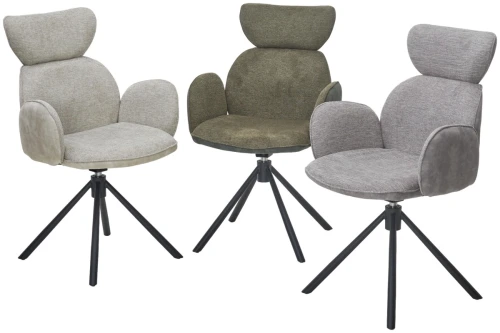 Стул VARDY 360 град.поворот. Brego-07 Серый, ткань/ 7525-180 Серый, велюр/Черный, ®DISAUR