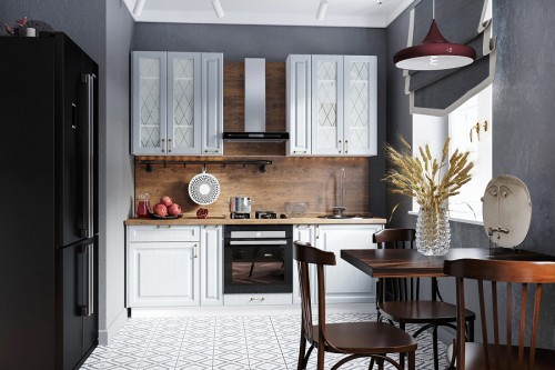 Модульная кухня Ницца 2200 Дуб серый МДФ ПВХ прямая