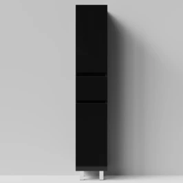 Пенал Бест 35 (2 двери, 1 ящик) напольный, черный глянец, левый