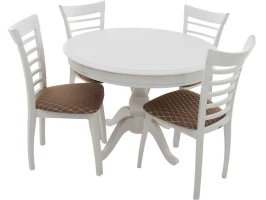 Обеденная группа (Стол Фабрицио-1 D100 и 4 стула Бурбон), эмаль белая