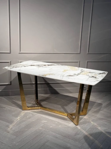 Стол обеденный Ланс DT-2852M,160х90х75 см, белая керамика/золотой