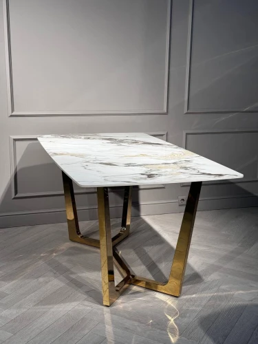 Стол обеденный Ланс DT-2852M,160х90х75 см, белая керамика/золотой