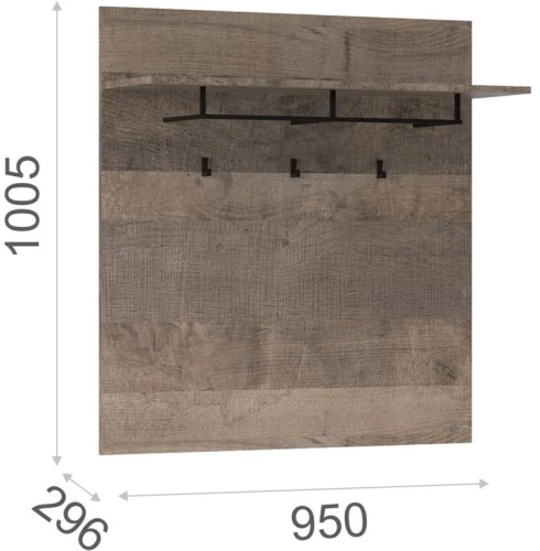 Вешалка «Стокгольм», Дуб гранж песочный/Железный камень