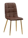 C919/DC809 Стул мягкий, КОРИЧНЕВЫЙ#19-2 экокожа, каркас металл золото КРУГЛЫЙ