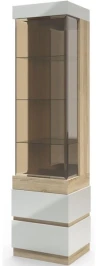 Шкаф с витриной «Хилтон П» КМК 0651.17, Дуб сонома/Белый глянец