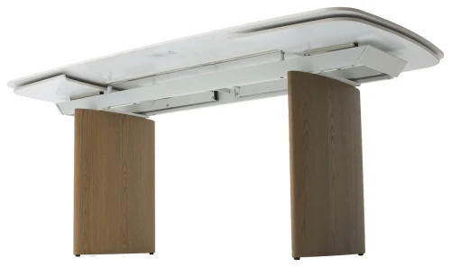 Стол CALVIN 180 SEMI-POLISHED SNOW CARRARA SOLID CERAMIC / Серый дуб, ®DISAUR