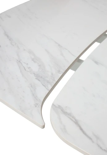 Стол CALVIN 180 SEMI-POLISHED SNOW CARRARA SOLID CERAMIC / Серый дуб, ®DISAUR