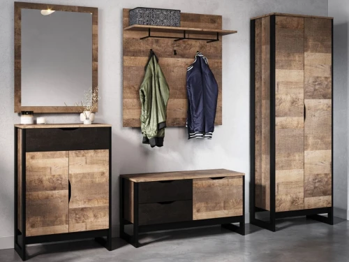 Шкаф «Стокгольм» 2дв, Дуб гранж песочный/Железный камень