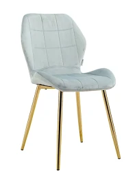 DC827 Стул мягкий, ПЫЛЬНО-ГОЛУБОЙ#G62-81 велюр, каркас металл золото КРУГЛЫЙ