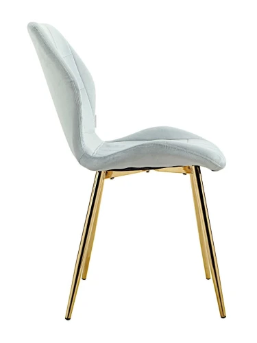 DC827 Стул мягкий, ПЫЛЬНО-ГОЛУБОЙ#G62-81 велюр, каркас металл золото КРУГЛЫЙ